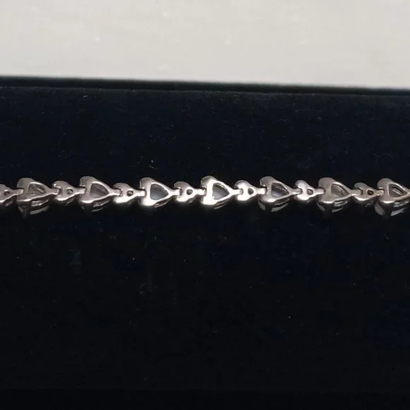 Sterling Silver Bracelet with Opals and Blue Rhinestones - Picture 4 of 14